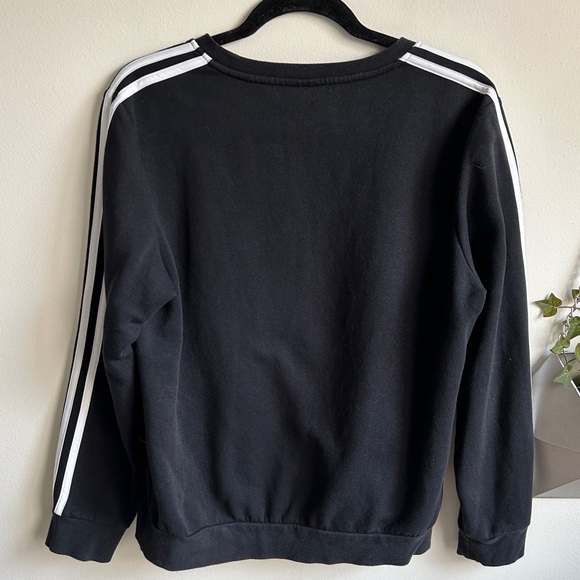 Adidas Black Women’s Three Stripe Crewneck Sweatshirt - Picture 3 of 5